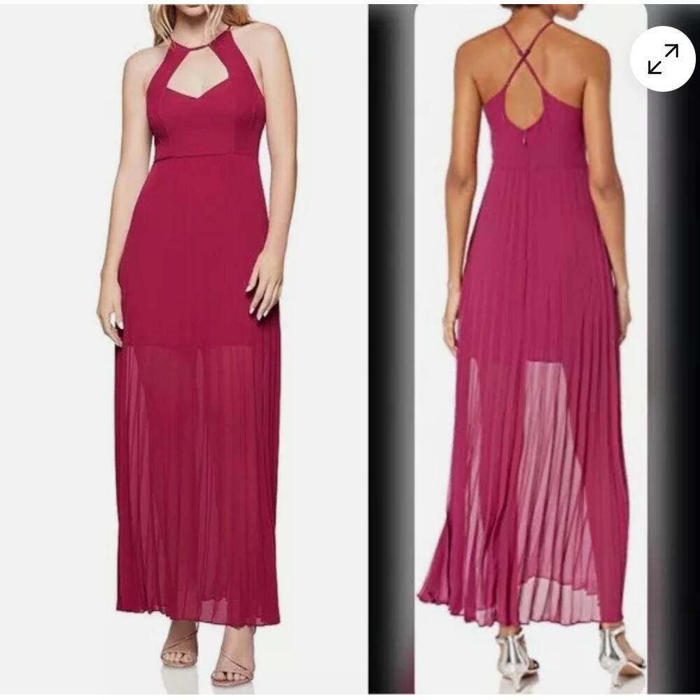 NWT BCBGeneration Pink Pleated Maxi‎ Dress Size 0 Wedding Guest Gardencore
